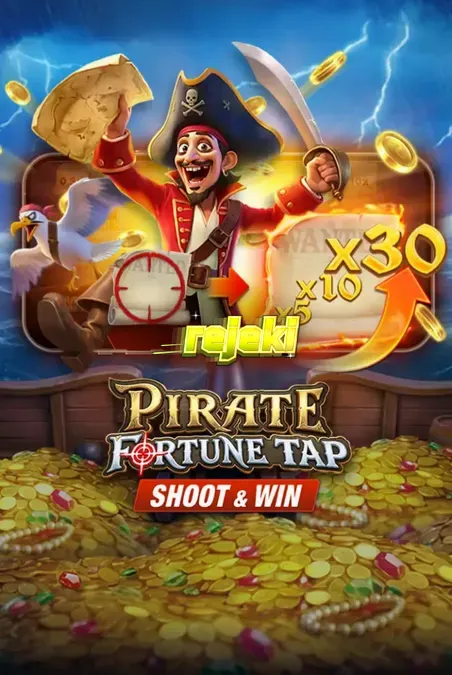 Tampilan layar permainan Pirate Fortune Tap dengan meriam dan target bajak laut